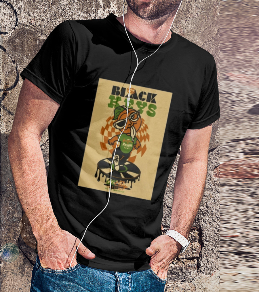 The Black Keys Oklahoma City OK July 21 2026 Checkered Record Orange Character Event T-Shirt