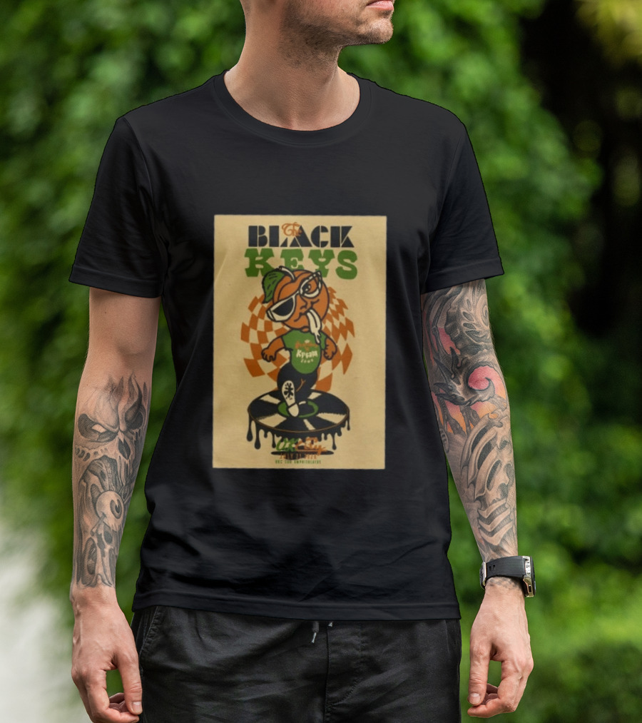 The Black Keys Oklahoma City OK July 21 2026 Checkered Record Orange Character Event T-Shirt