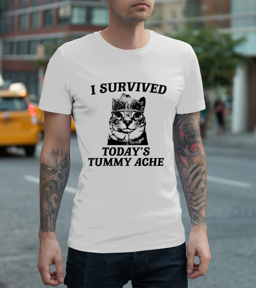 I Survived Today's Tummy Ache Cat T-Shirt