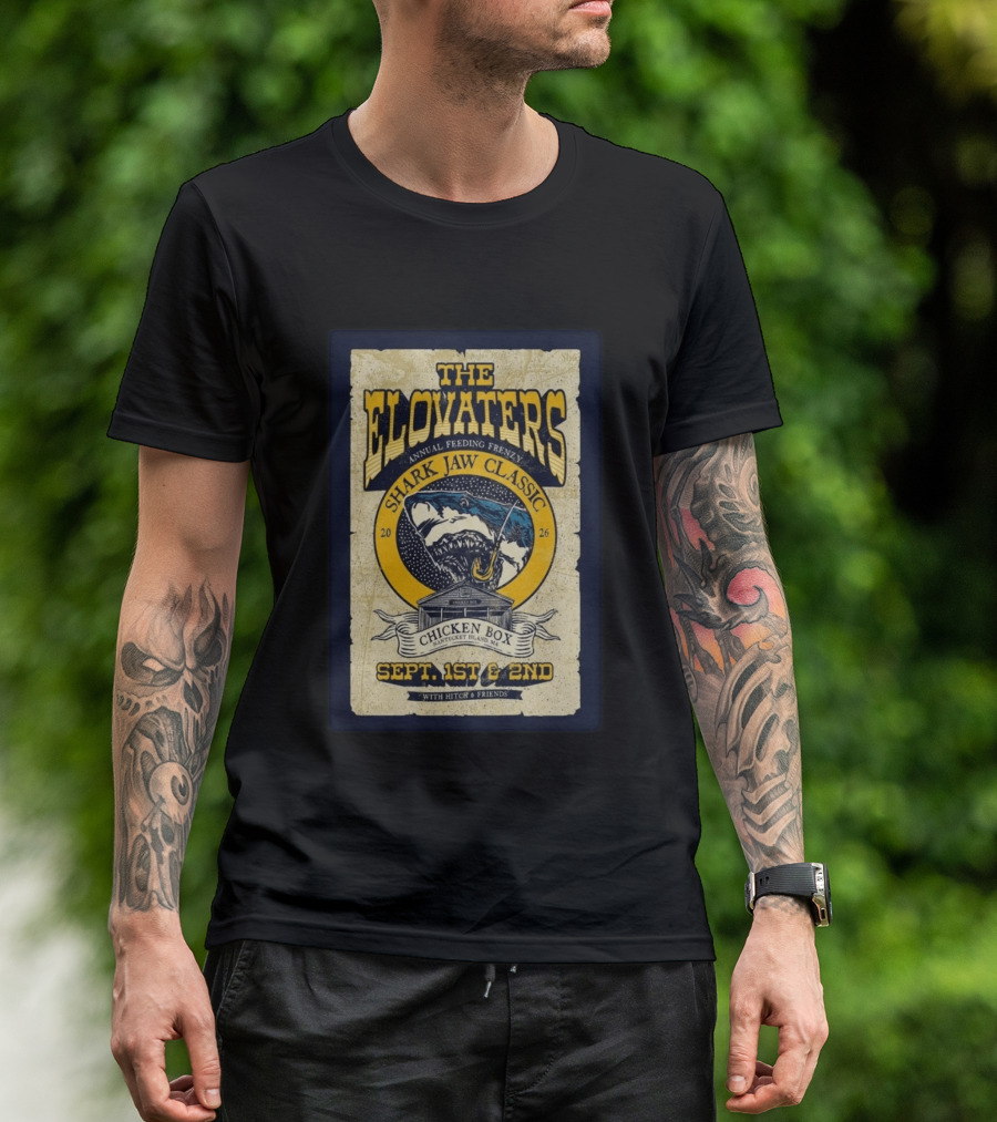 The Elovaters Annual Feeding Frenzy Shark Jaw Classic Nantucket Island MA Chicken Box Sept 1st 2nd 2026 T-Shirt