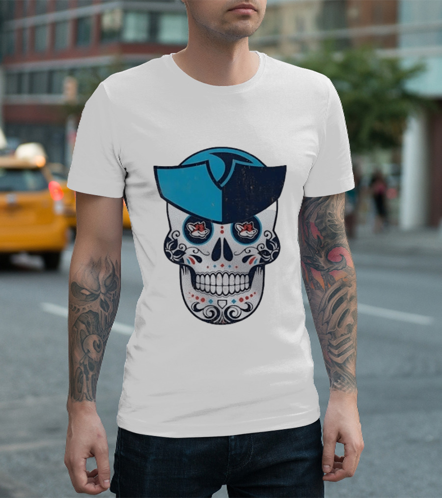 Day Of The Dead Skull Patriot Fox Sports Foxes Football T-Shirt