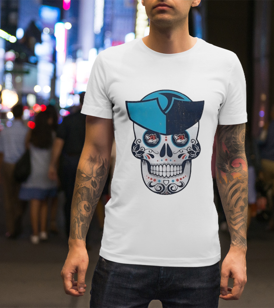 Day Of The Dead Skull Patriot Fox Sports Foxes Football T-Shirt