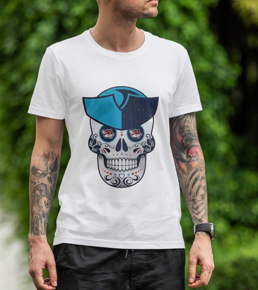 Day Of The Dead Skull Patriot Fox Sports Foxes Football T-Shirt