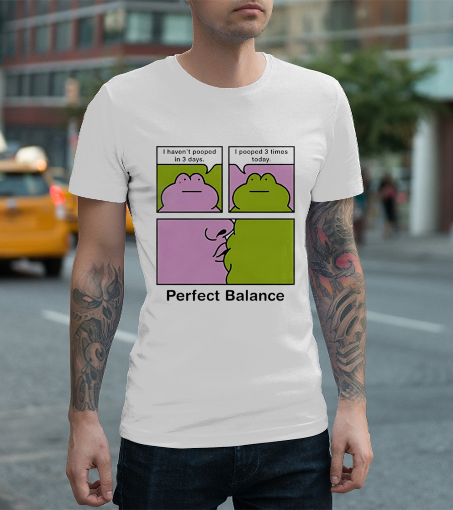 Perfect Balance Frog Meme I Haven't Pooped In 3 Days Pooped 3 Times Today T-Shirt