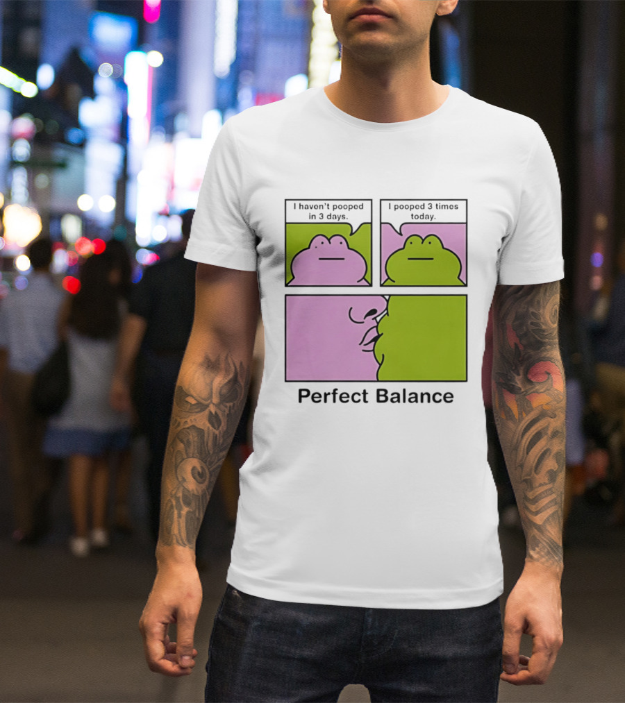 Perfect Balance Frog Meme I Haven't Pooped In 3 Days Pooped 3 Times Today T-Shirt