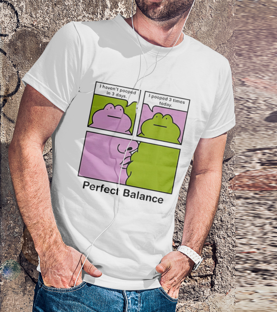 Perfect Balance Frog Meme I Haven't Pooped In 3 Days Pooped 3 Times Today T-Shirt