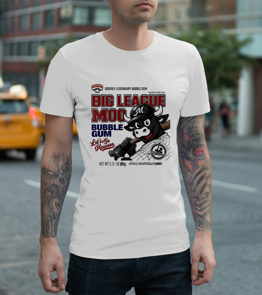 Milwaukee Milkmen Big League Moo Bubble Gum Udderly Legendary Made In USA T-Shirt