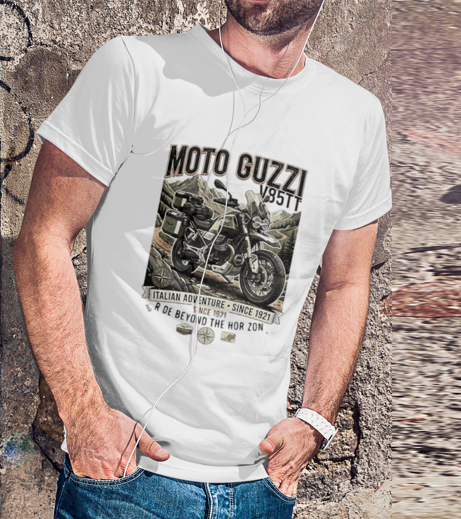 Moto Guzzi V85TT Italian Adventure Since 1921 Ride Beyond The Horizon T-Shirt