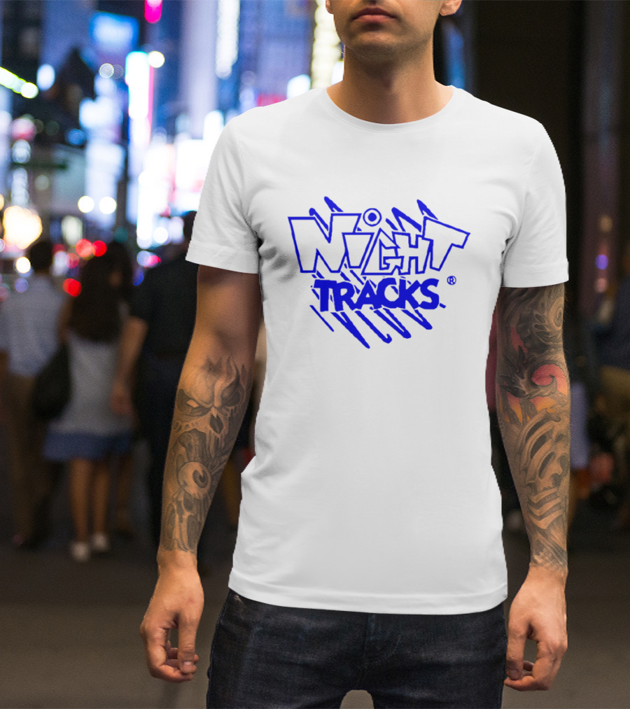 Night Tracks Retro Bold Blue T-Shirt