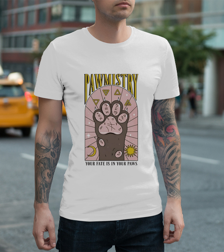 Pawmistry Astrology Cat Paw Your Fate Is In Your Paws Zodiac T-Shirt