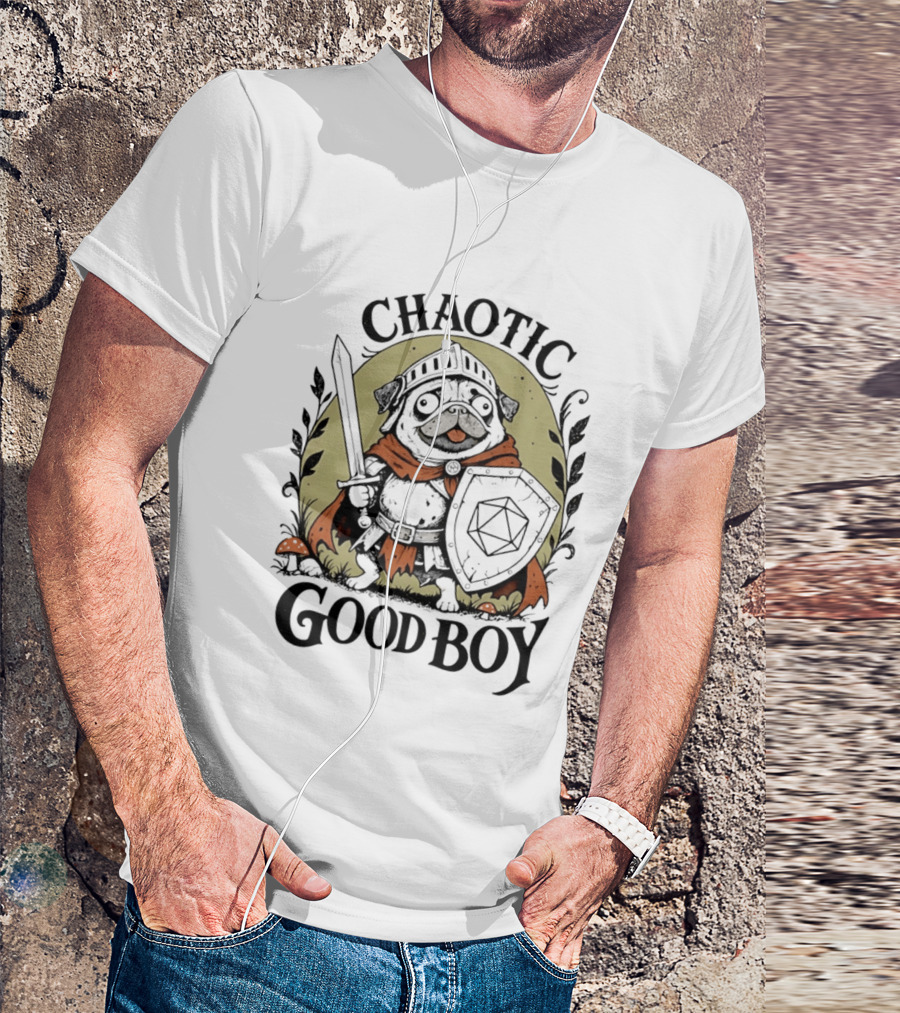 Chaotic Good Boy Pug Knight Dungeons And Dragons Adventure T-Shirt