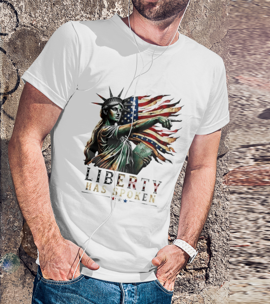 Sophia Cunningham Liberty Has Spoken Statue Of Liberty Pointing July Freedom Flag T-Shirt