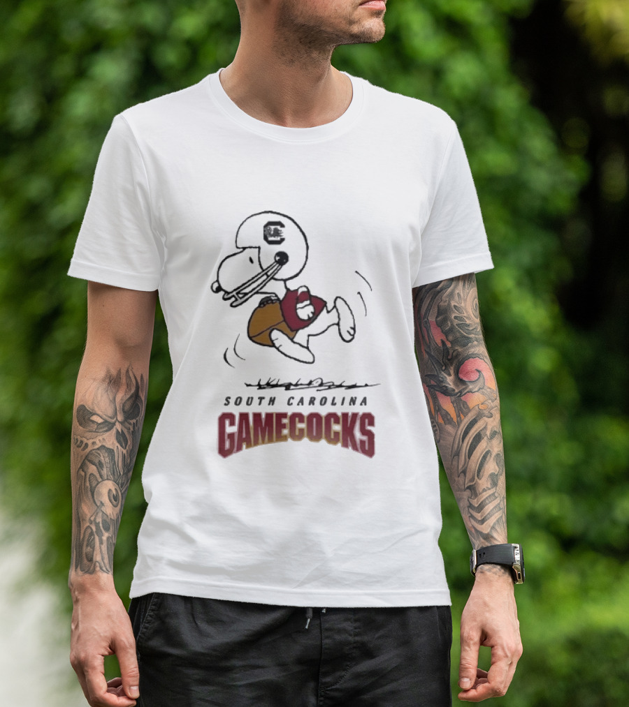 South Carolina Gamecocks Peanuts Snoopy Football T-Shirt