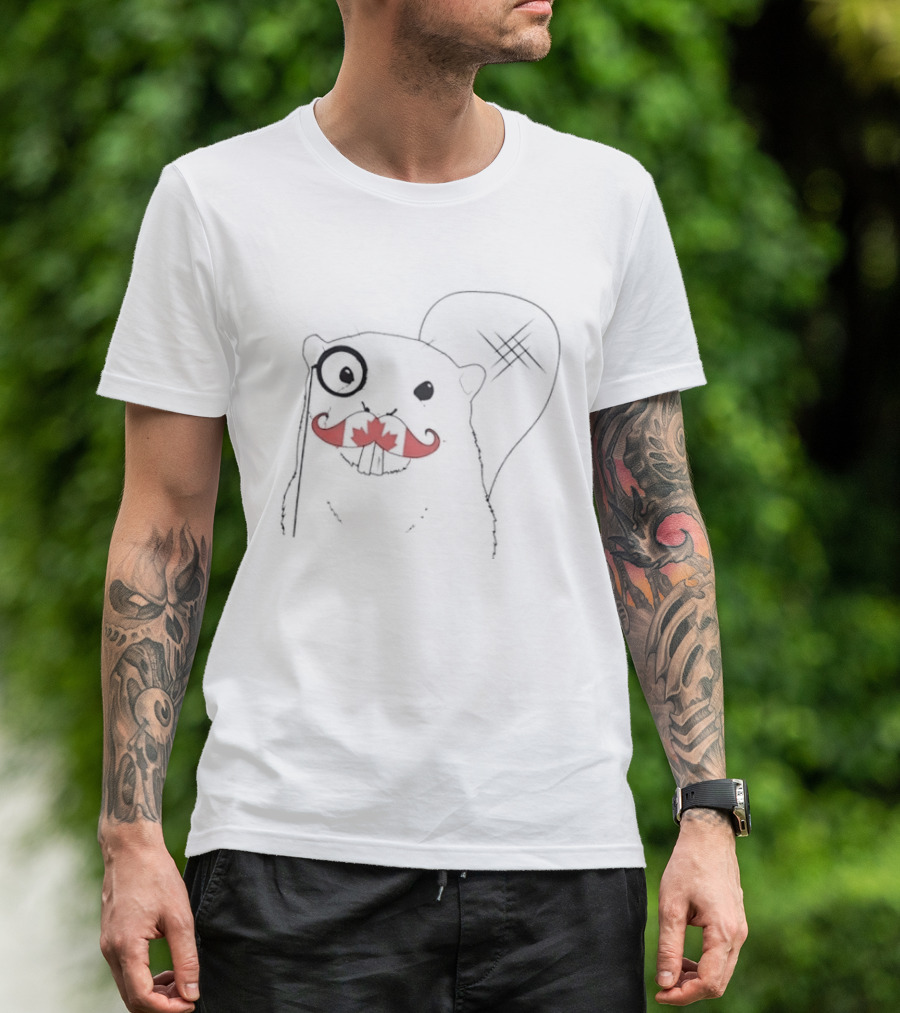 The Dapper Canadian Beaver Mustache Art With Monocle T-Shirt