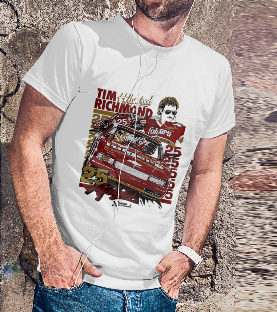 Tim Richmond Hollywood 25 Hendrick Motorsports Folgers NASCAR Racing T-Shirt