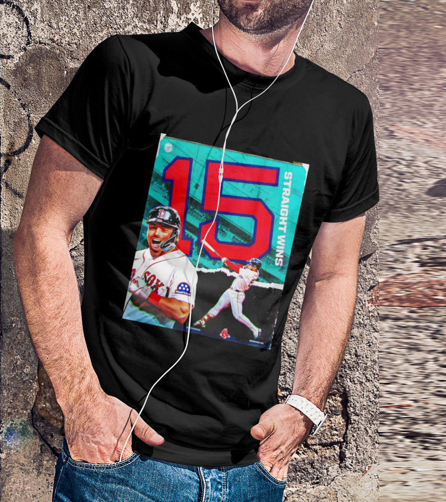 Boston Red Sox 15 Straight Wins Moose Mutual Collaboration T-Shirt