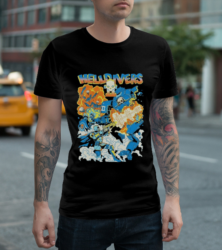 Helldivers 2 Explosive Battle Remember Outpost 32 Retro Skull Warfare T-Shirt