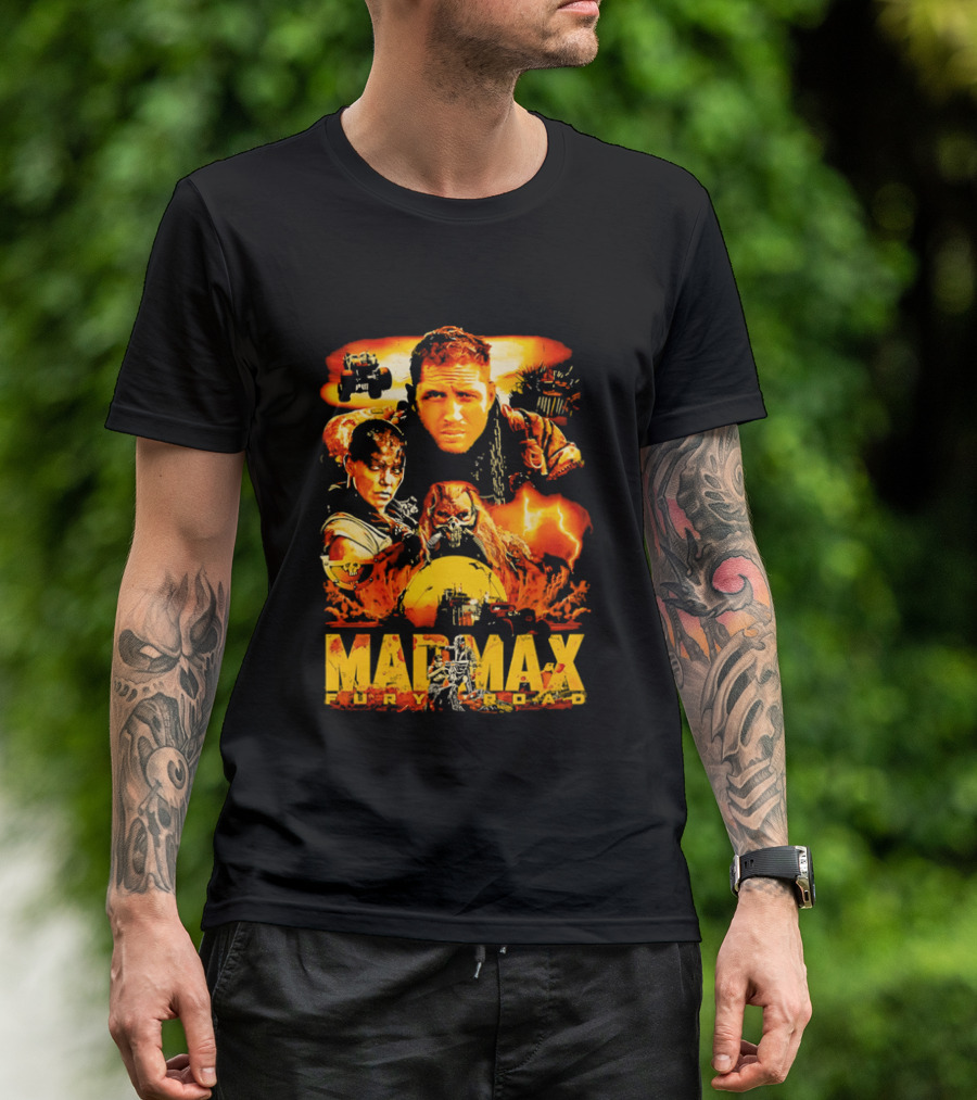 Mad Max Fury Road Characters Illustrated In Bold Orange Tones T-Shirt
