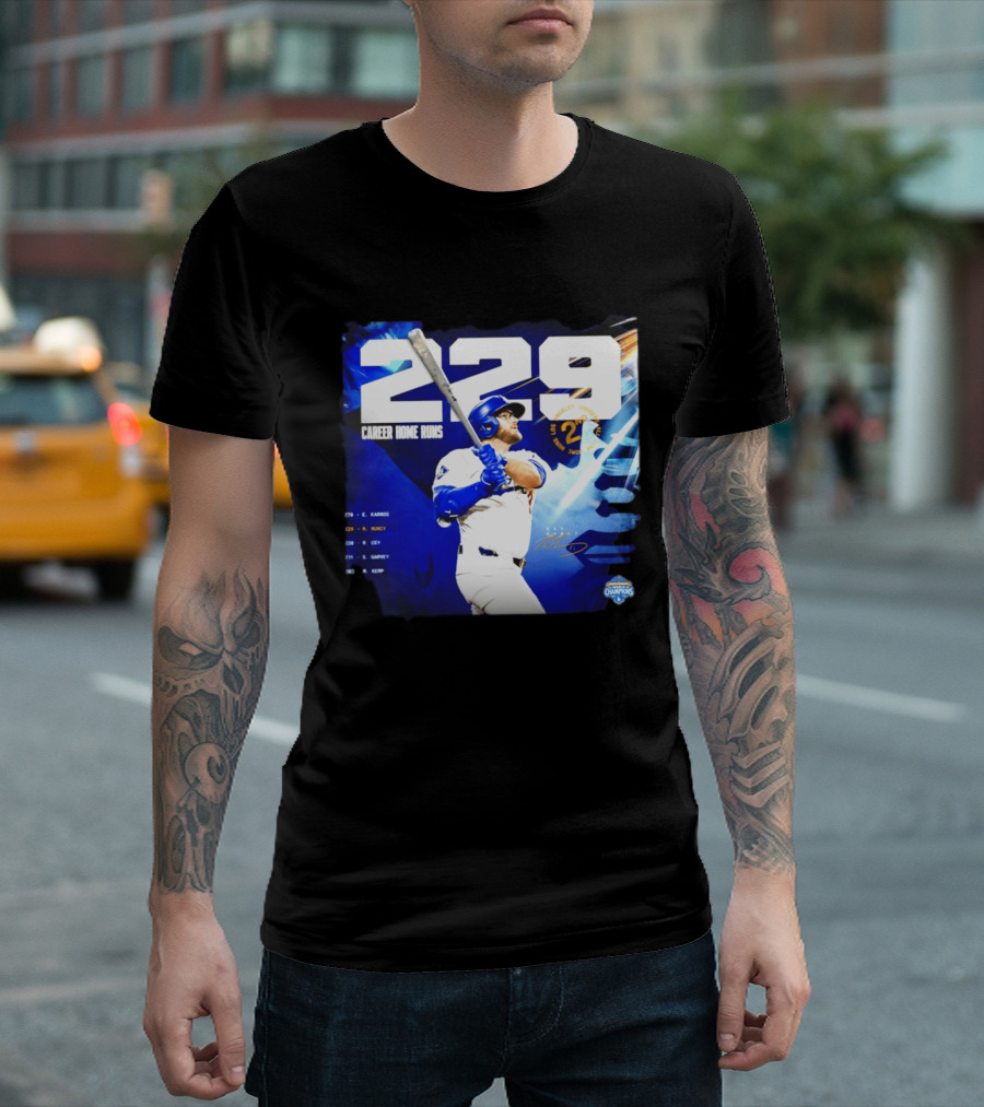 Max Muncy Los Angeles Dodgers 229 Career Home Runs Celebration MLB Champions T-Shirt