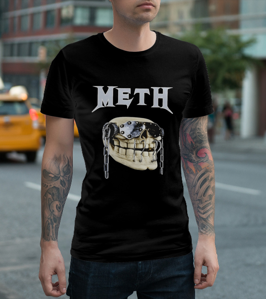 Meth Skull Metal Goggles Chains T-Shirt