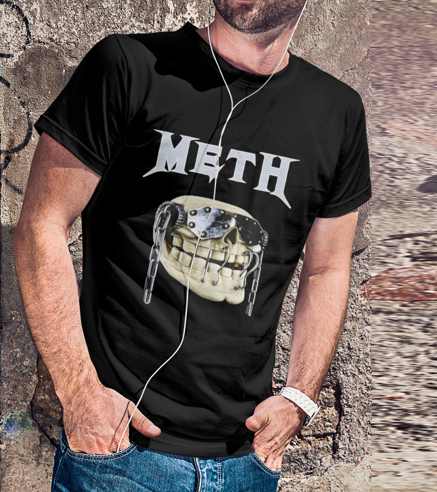 Meth Skull Metal Goggles Chains T-Shirt