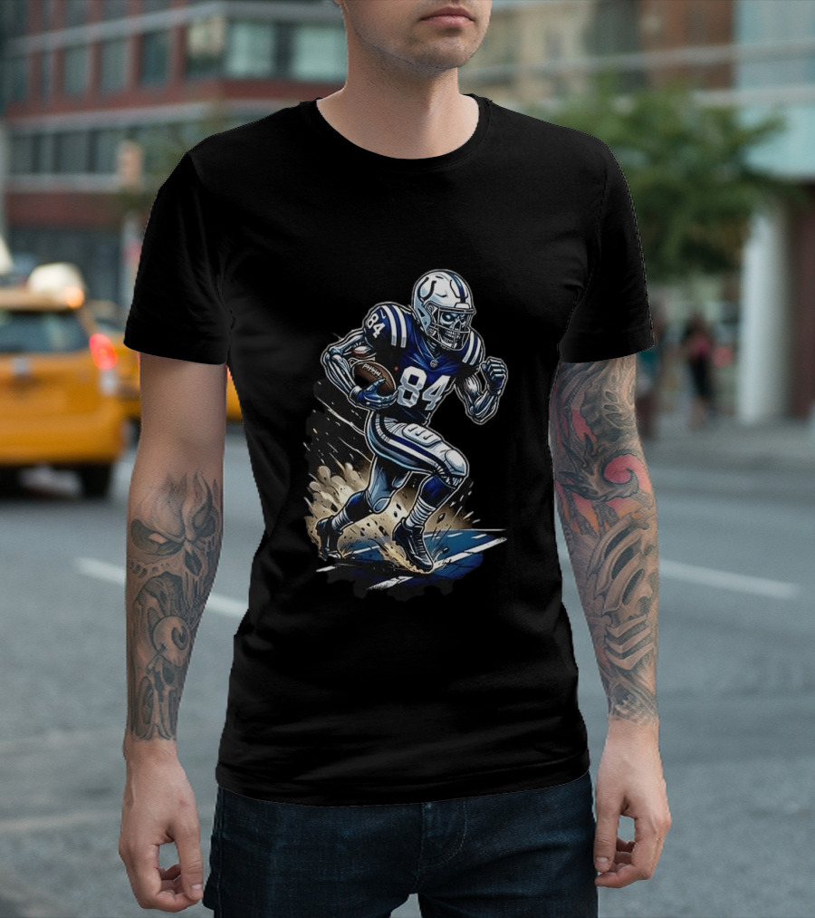 Indianapolis Colts Skeleton Football Player Runs In My Blood T-Shirt