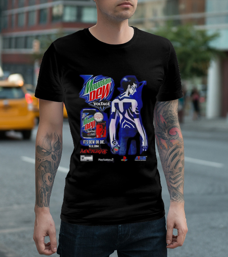 Mountain Dew Voltage Nocturne Devil May Cry Featuring Dante It's Dew Or Die 10.12.2004 PlayStation 2 Atlus T-Shirt