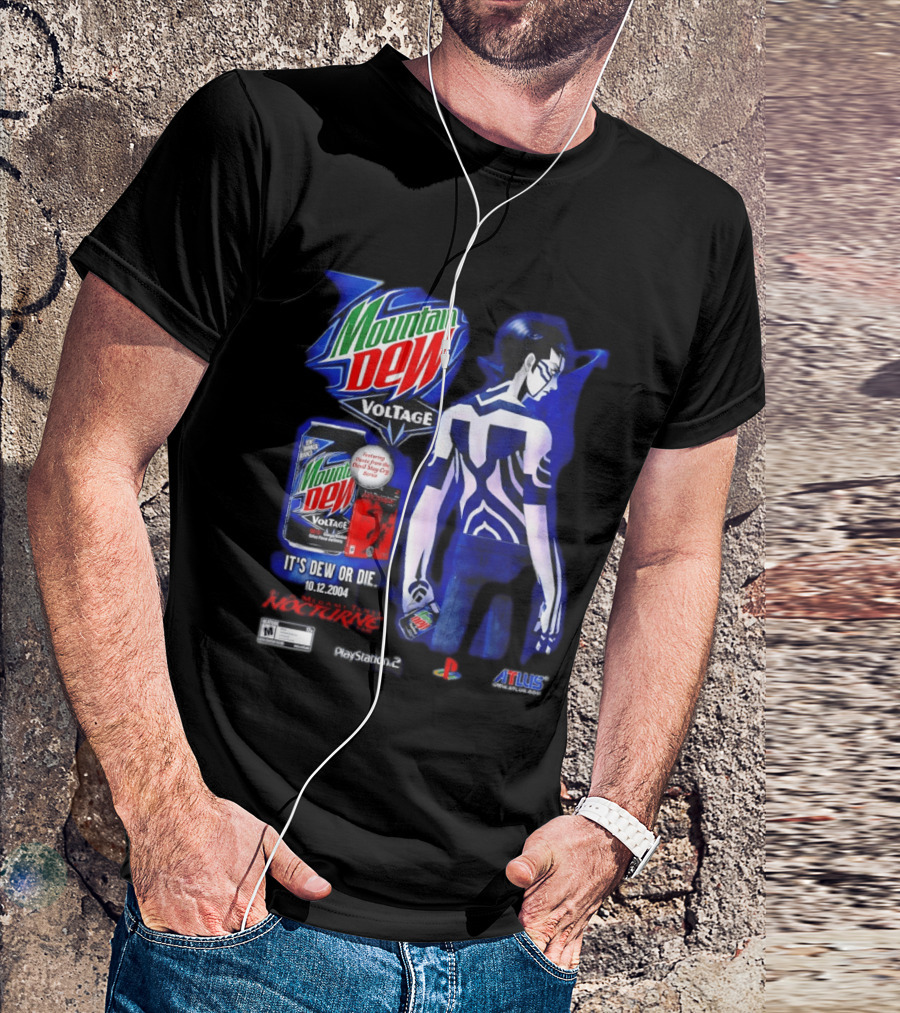 Mountain Dew Voltage Nocturne Devil May Cry Featuring Dante It's Dew Or Die 10.12.2004 PlayStation 2 Atlus T-Shirt