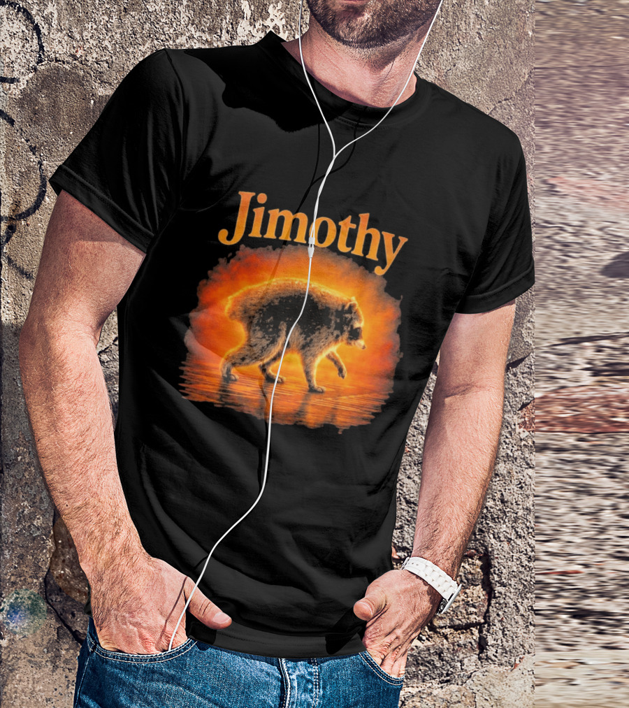 Jimothy Raccoon Silhouette Glowing Sunset Nature Scene T-Shirt