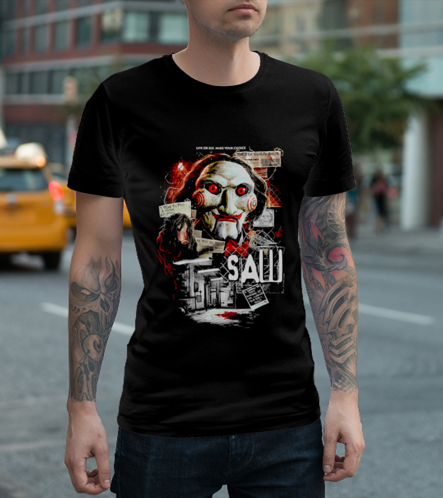 Live Or Die Make Your Choice Saw I Want To Play A Game Sometimes You See More With Your Eyes Shut X Marks The Spot T-Shirt