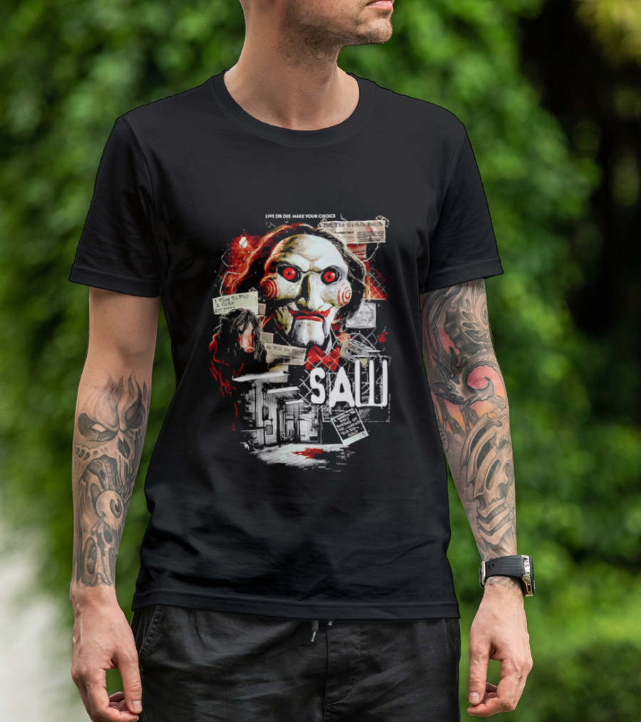 Live Or Die Make Your Choice Saw I Want To Play A Game Sometimes You See More With Your Eyes Shut X Marks The Spot T-Shirt