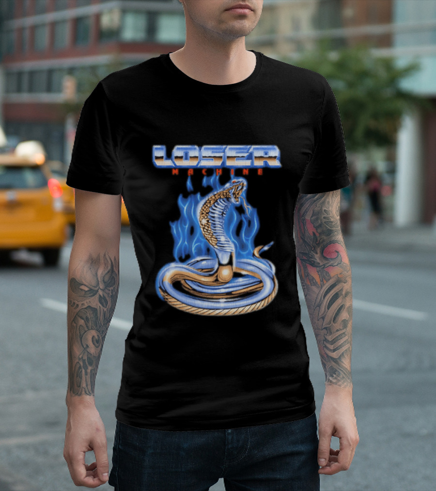 Loser Machine Cobra Flaming Blue Serpent Roaring Snake T-Shirt