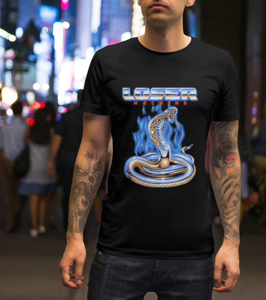 Loser Machine Cobra Flaming Blue Serpent Roaring Snake T-Shirt