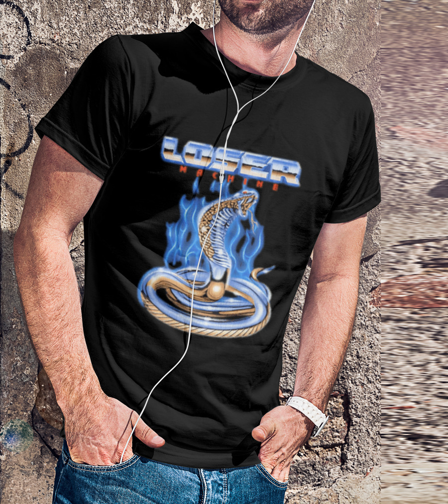 Loser Machine Cobra Flaming Blue Serpent Roaring Snake T-Shirt