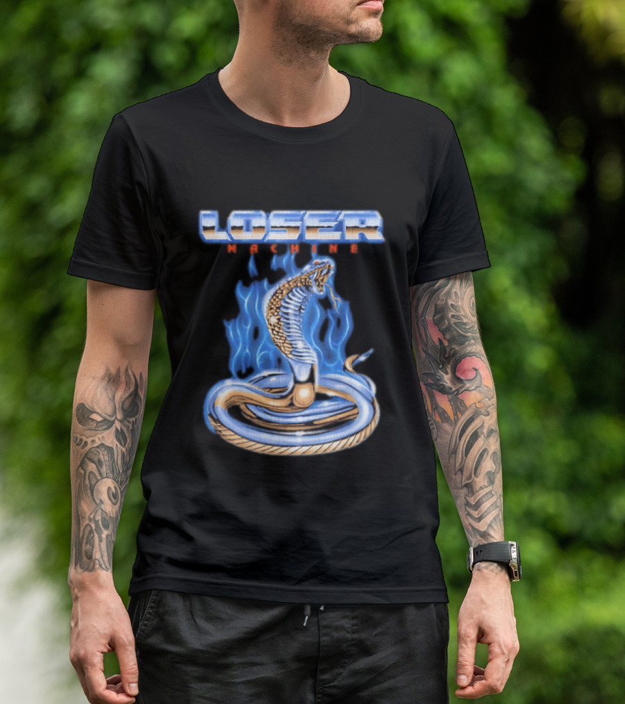 Loser Machine Cobra Flaming Blue Serpent Roaring Snake T-Shirt