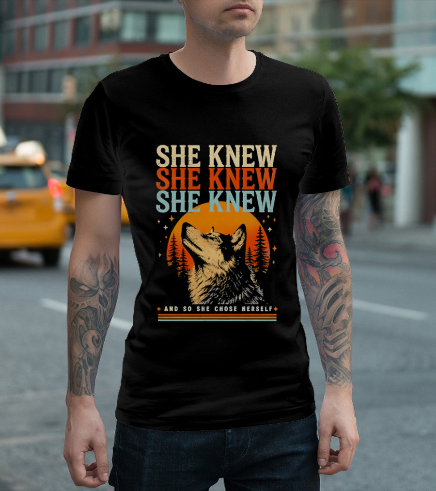She Knew She Knew She Knew And So She Chose Herself Wolf Moon Forest T-Shirt