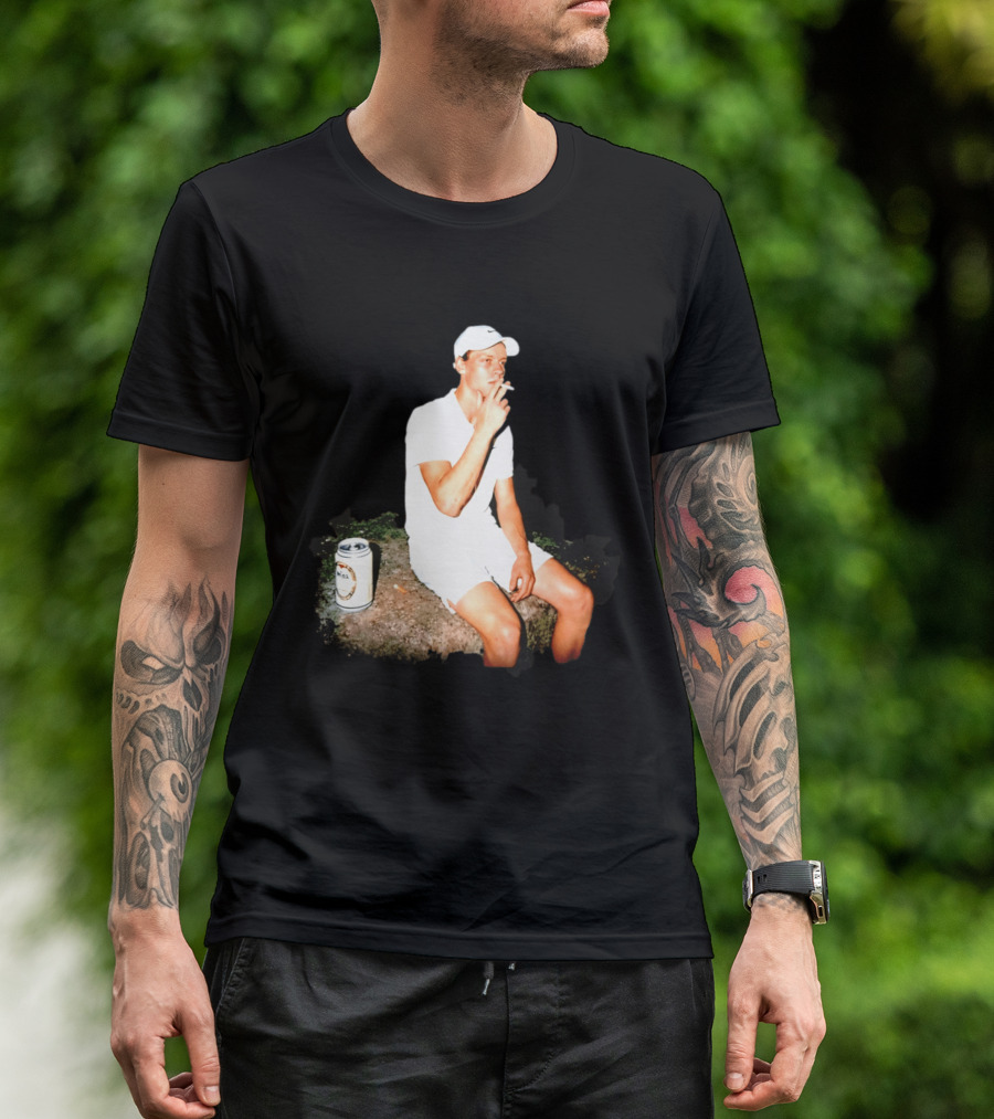 Wimbledon 2026 Men's Singles Italy Jannik Sinner Smoking With Beer T-Shirt