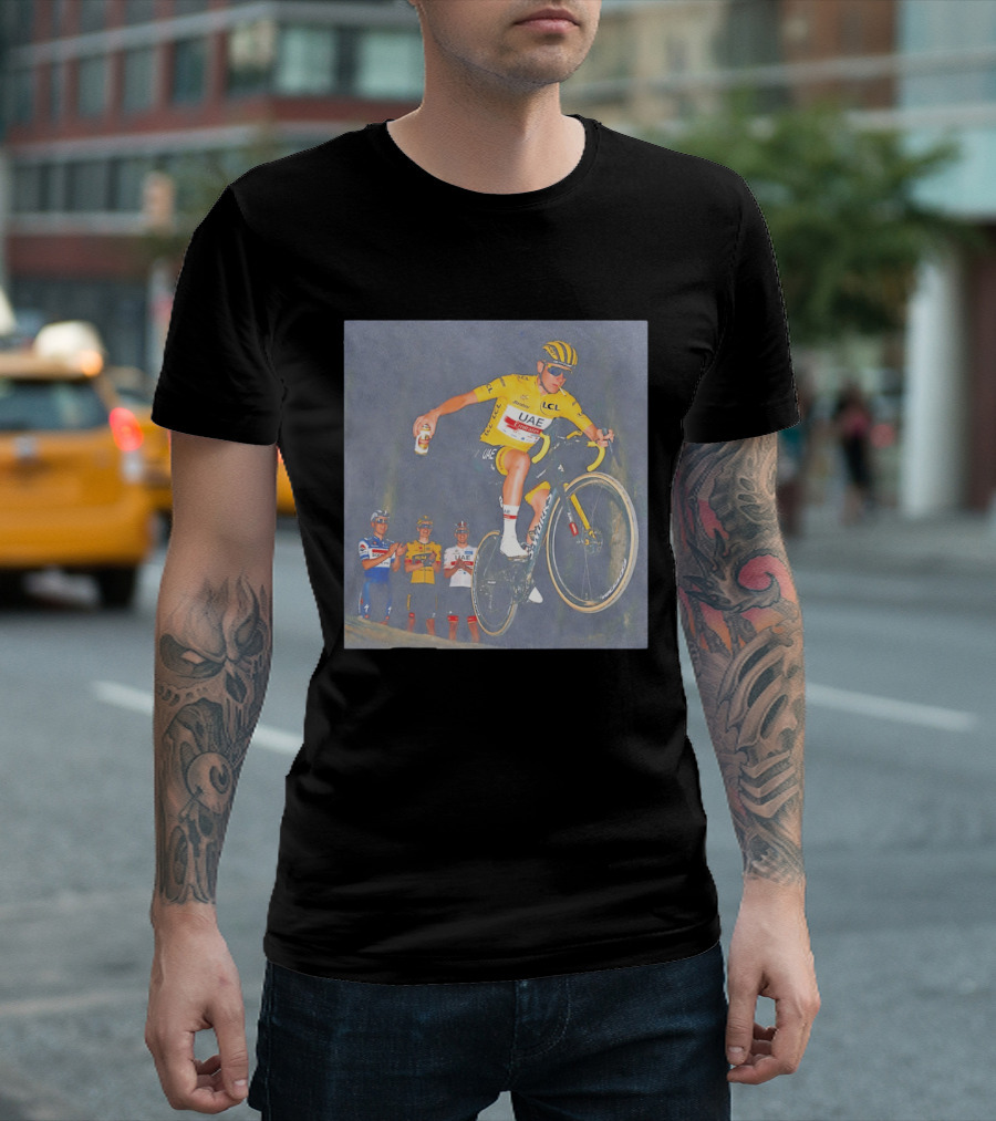 Tadej Pogačar UAE Emirates Cycling Team With Beer Can Stunt T-Shirt