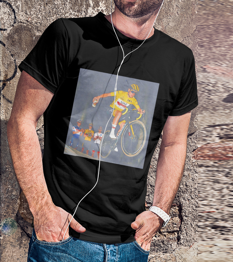 Tadej Pogačar UAE Emirates Cycling Team With Beer Can Stunt T-Shirt
