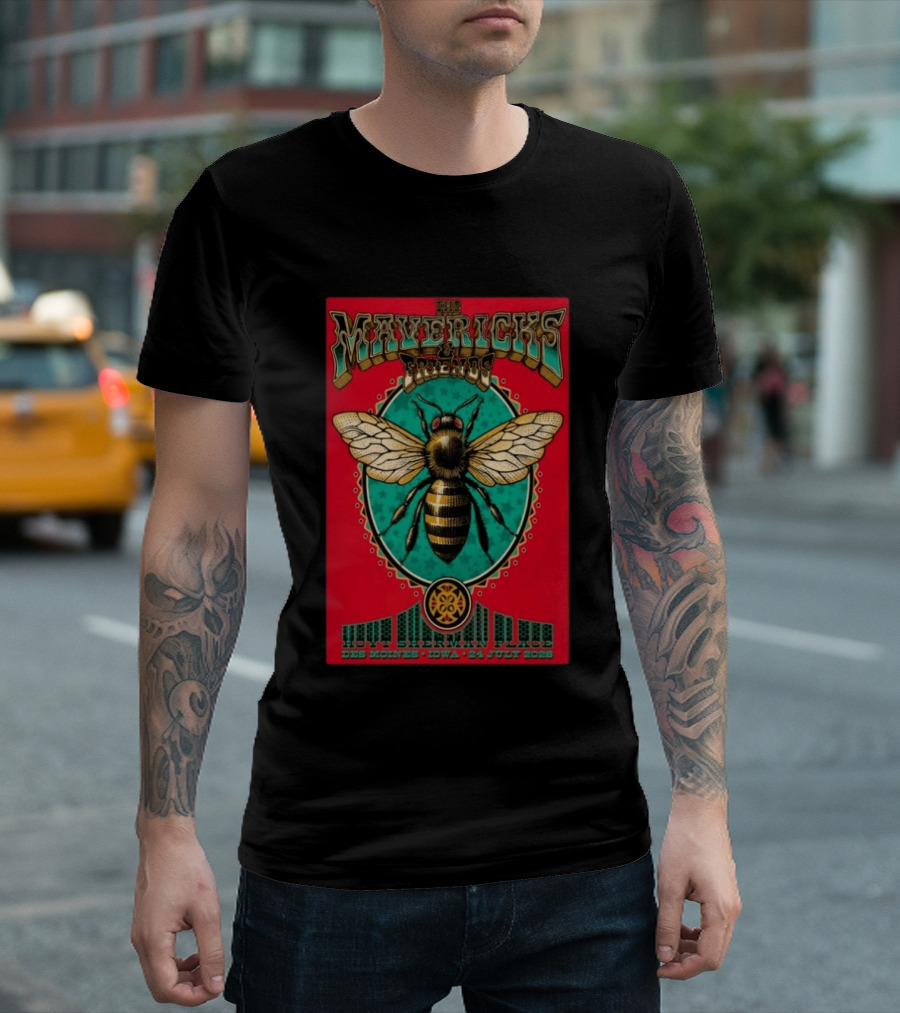 The Mavericks And Friends Hoyt Sherman Place Des Moines Iowa July 24 2026 Vintage Concert With Bee Image T-Shirt