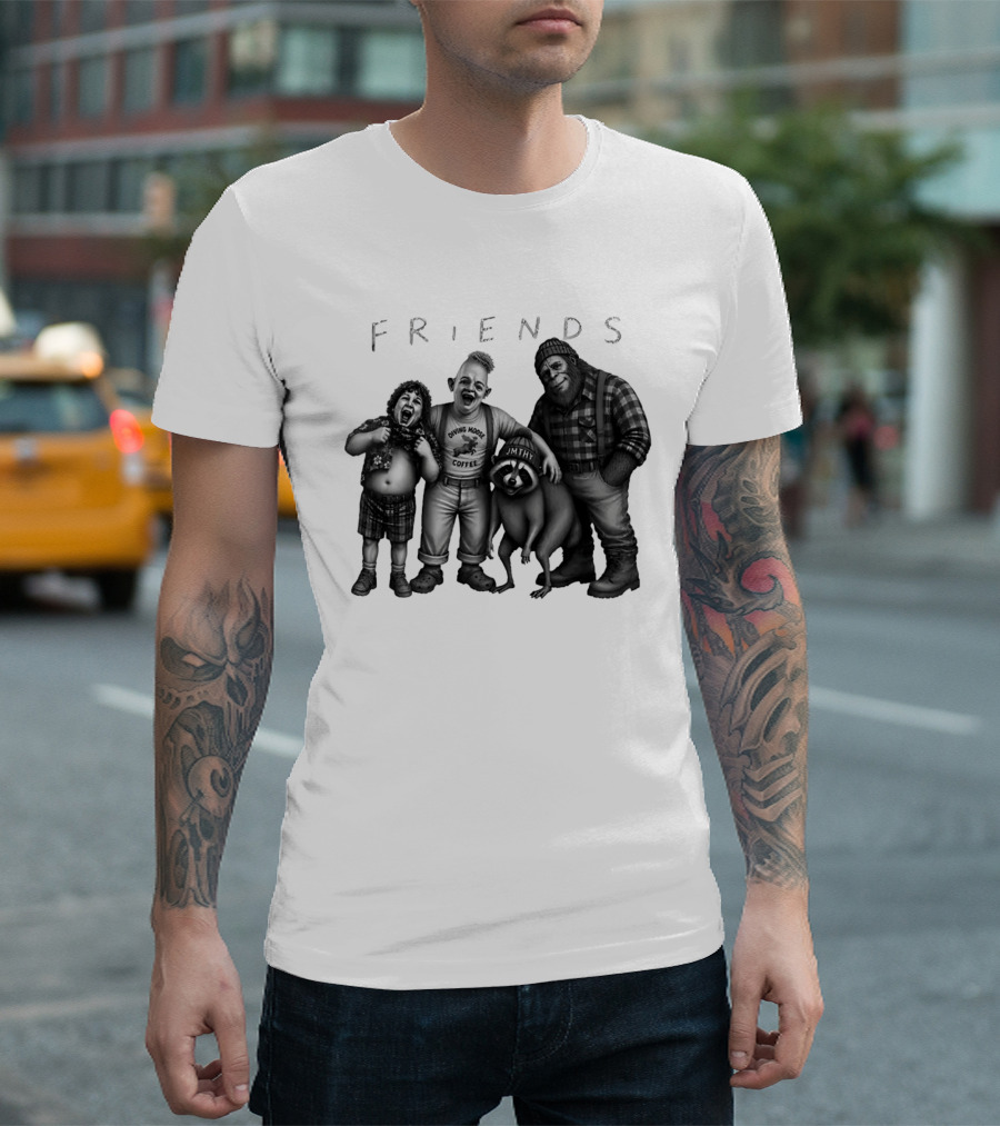 Friends Owning Moose Coffee Jmthy Big Foot Raccoon T-Shirt