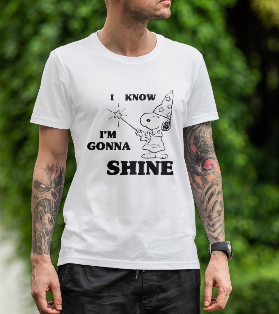 Snoopy Wizard I Know I'm Gonna Shine Magic Wand Stars T-Shirt