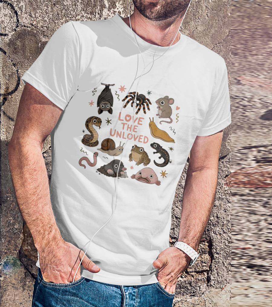 Love The Unloved Weird Animals Bat Spider Mouse Snake Snail Frog Blobfish Worm Salamander Slug T-Shirt