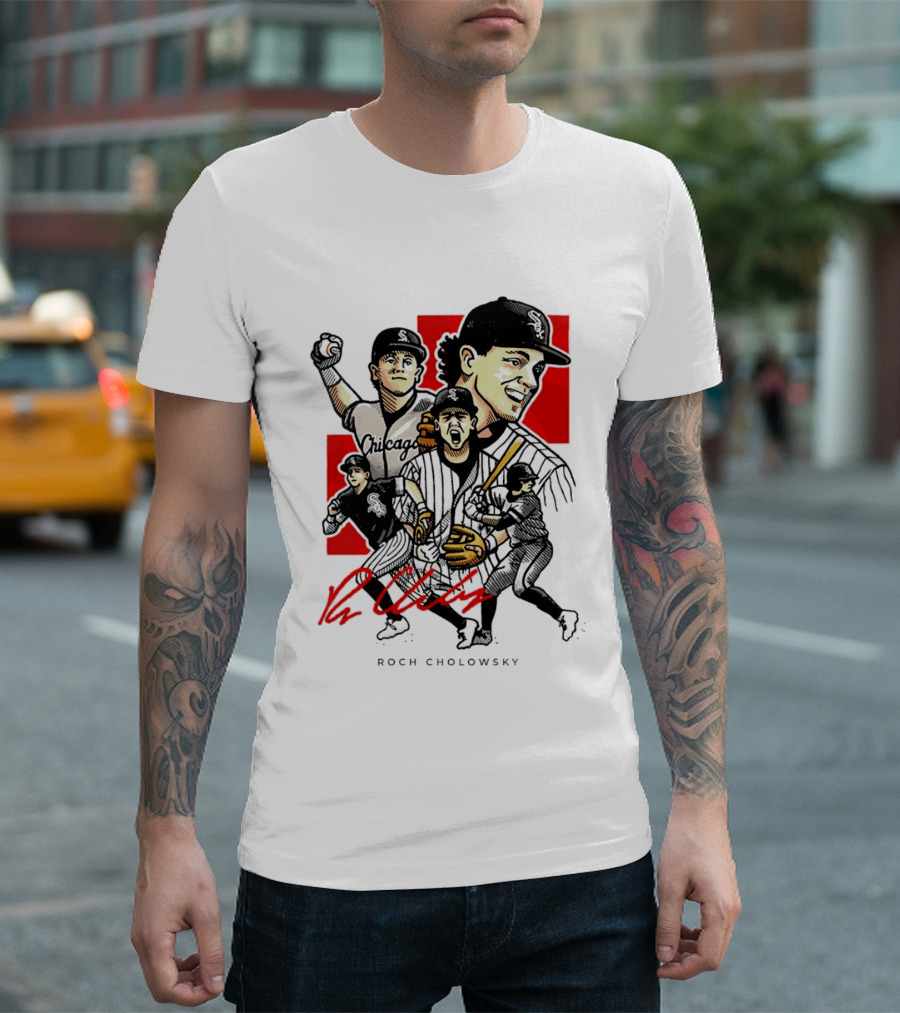 Roch Cholowsky Chicago White Sox Player Artwork Collage T-Shirt