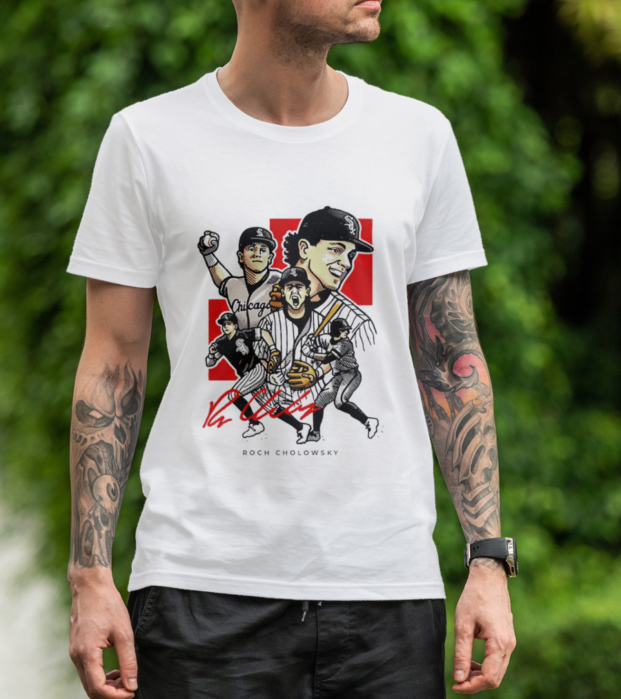 Roch Cholowsky Chicago White Sox Player Artwork Collage T-Shirt