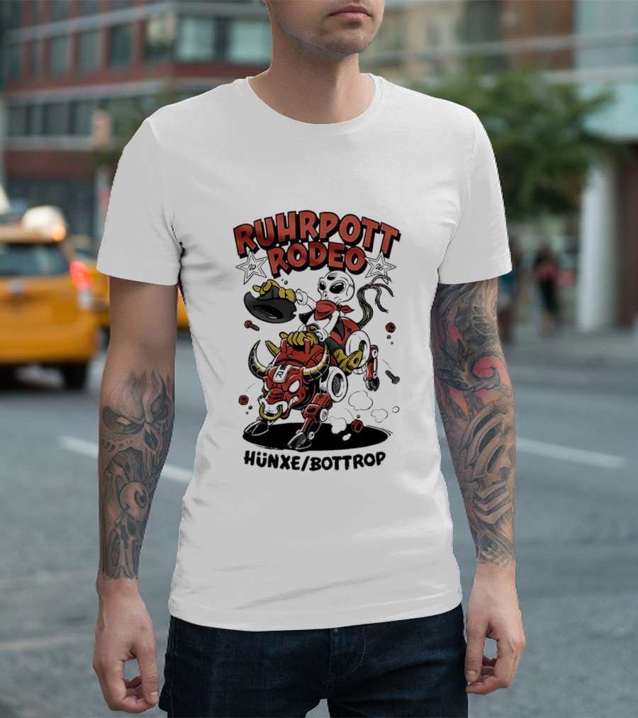 Ruhrpott Rodeo Hünxe Bottrop Alien Riding Mechanical Bull Festival T-Shirt