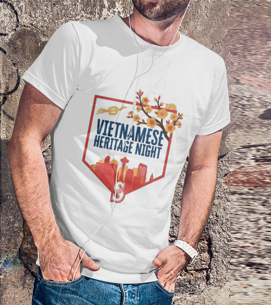Seattle Mariners Vietnamese Heritage Night Blossom Skyline Celebration T-Shirt