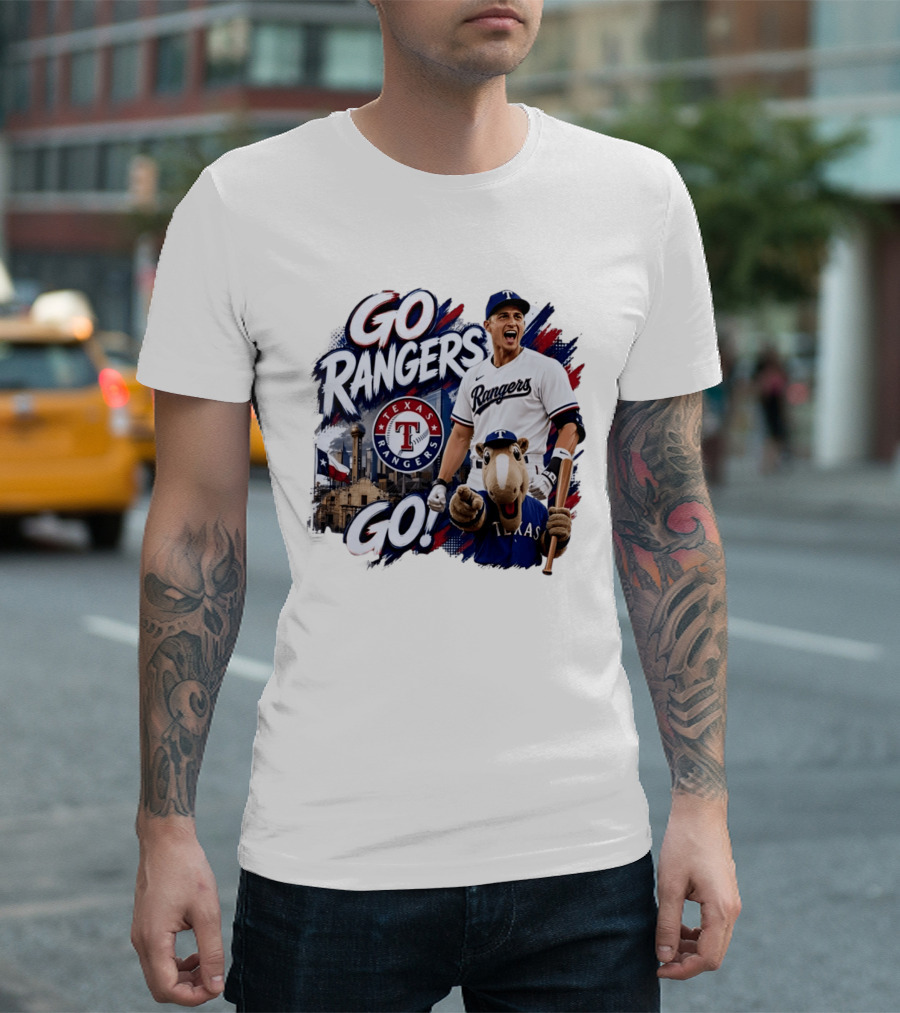 Go Rangers Texas Rangers Baseball Team Spirit Celebration T-Shirt