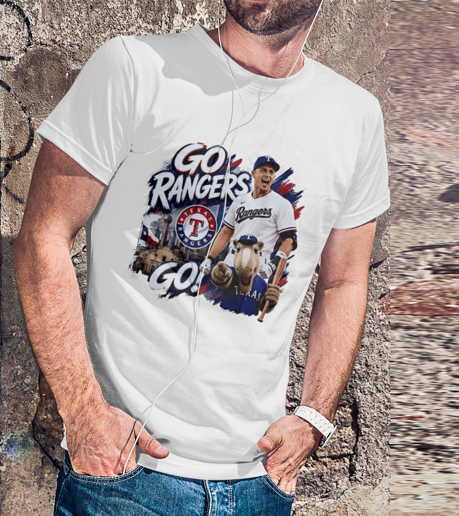 Go Rangers Texas Rangers Baseball Team Spirit Celebration T-Shirt