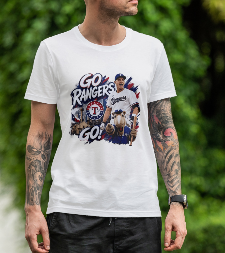 Go Rangers Texas Rangers Baseball Team Spirit Celebration T-Shirt